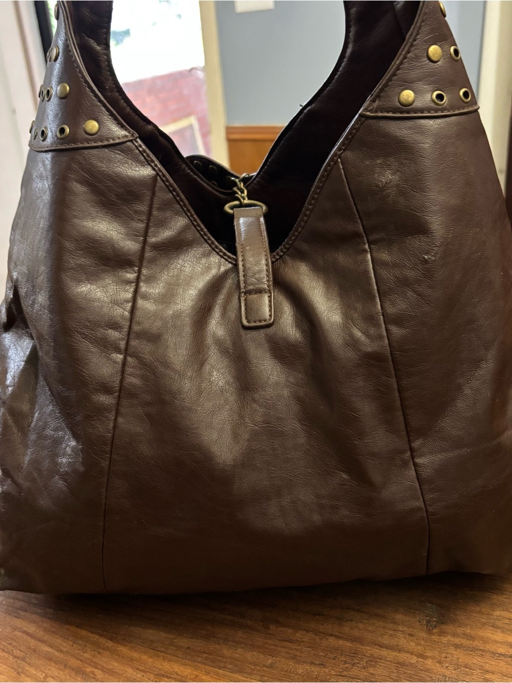 Vintage Heart-Studded Brown Hobo Bag - Picture 5 of 6